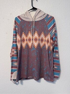 #34 Crazy Train Women's Southwestern Geometric Pullover Hoodie large